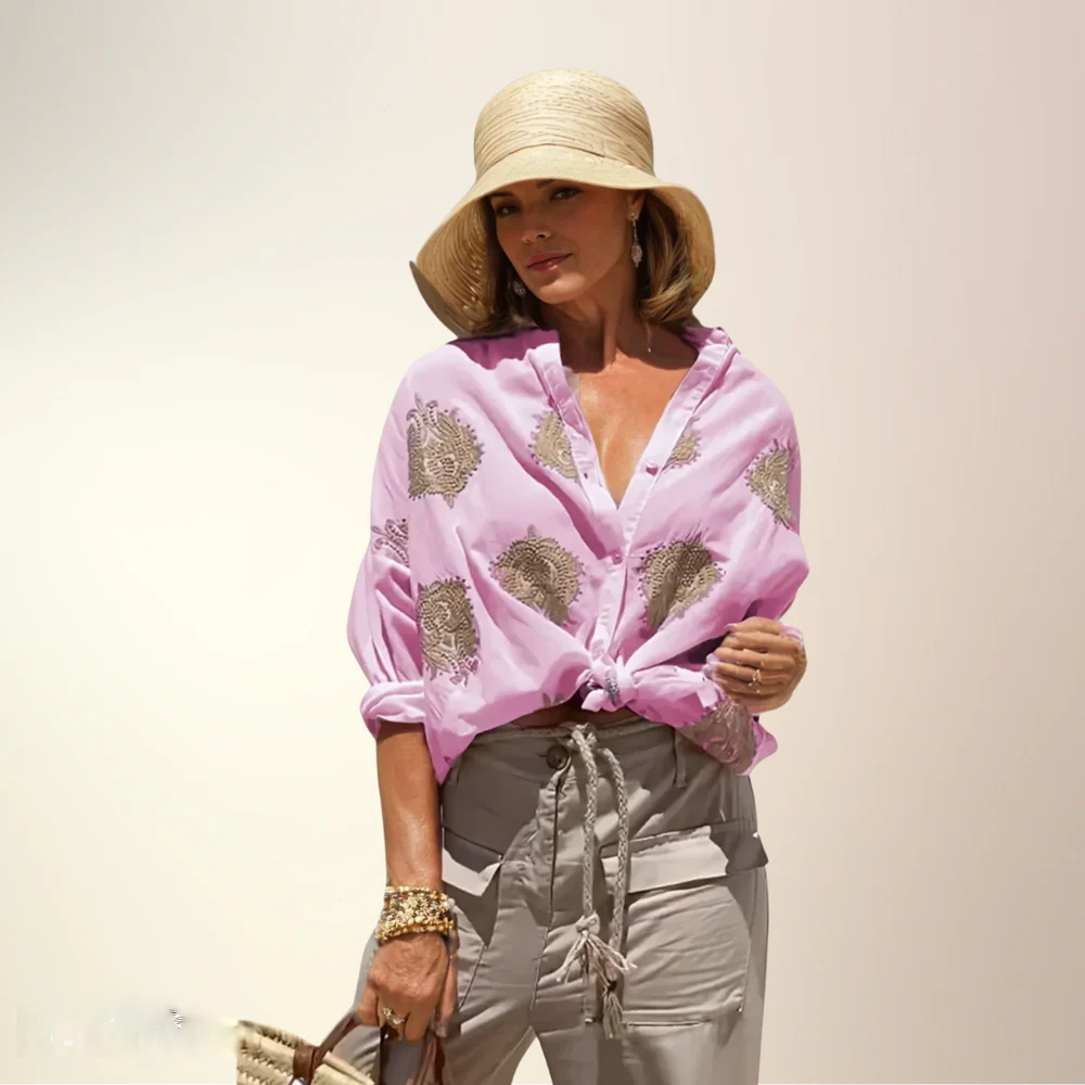 Chemise Chic à Imprimés Dorés – Élégance & Légèreté